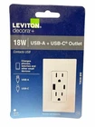 NEW Leviton Decora+ 18W USB-A & USB-C Outlet T5638-BW White