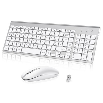 Kabellose Tastatur Maus Combo, Cimetech 2.4G Ultra-Thin Medium, Silber 
