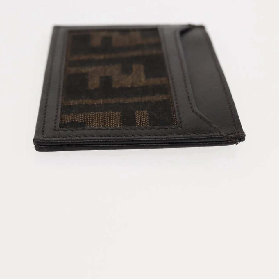 Estojo de cartão de lona FENDI Zucca preto marrom autêntico am9297 - Imagem 3 de 4