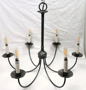 Hubbardton Forge Simple Lines 6-Arm 24" Chandelier - Natural Iron 107060-SKT-20