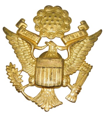 Original WWII US Army AAF Officer Wide Cap Visor Hat Eagle Badge Pin ...