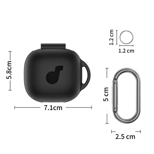 Silicone Case with Carabiner Protective Cover for Anker Soundcore P40i(Black) - Picture 6 of 6