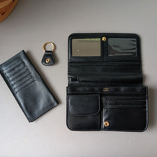 BUXTON BUXHYDE WOMEN'S BLACK WALLET Organizer NEW OLD STOCK Checkbook Key Chain