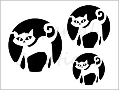Full Moon Cat Stencil 3 Sizes Halloween Cookie 8.5'' x 11'' Reusable Sheet S814