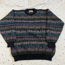 VTG Paititi Woolens Alaska Multicolor Wool Pull Over Sweater Men's M Print