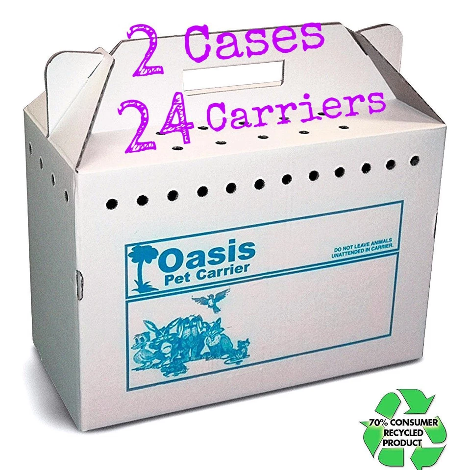 OASIS Disposable Cardboard Pet Carrier, Travel Carrier, 17.5 X12.25 X8.75 , 24/Case
