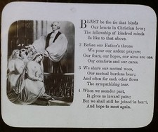 "Blest be the Ties that Bind", letra/imagen de himno, diapositiva de vidrio Magic Lantern