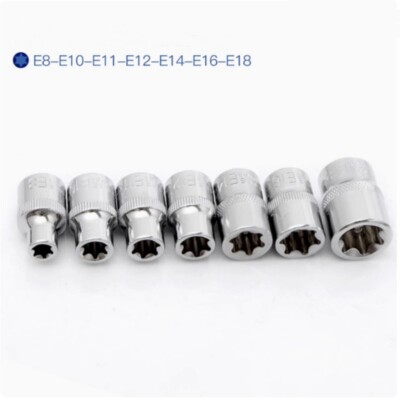 3/8-Inch Drive External Torx Shallow Socket Set E8 - E18 Cr-V Steel 7Pcs