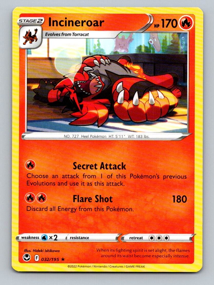 2022 Pokemon Card Silver Tempest Incineroar 32/195