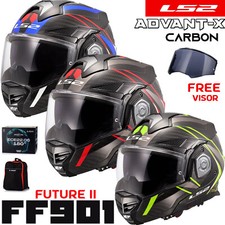 LS2 FLIP FRONT CARBON HELMET FF901 ADVANT X FUTURE MODULAR MOTORBIKE DUAL VISOR