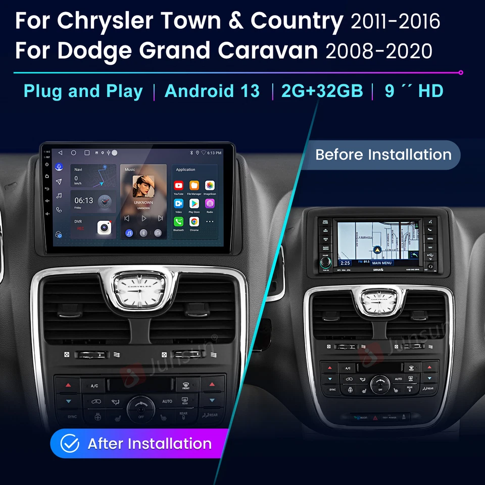 2+64G Android14 Car Radio GPS SWC For Chrysler Town & County Dodge Grand Caravan - Image 2 of 4