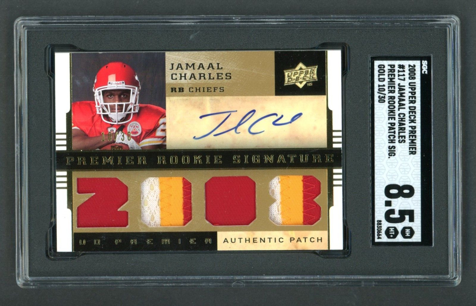 Jamaal Charles Upper Deck Premier #117 Signed Patches Gold-30