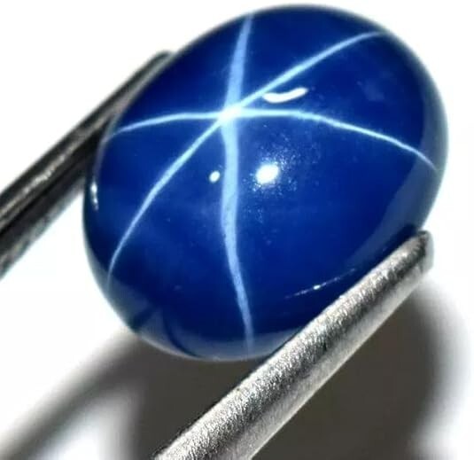Natural 10.00 Ct Oval Cabochon 6 Rays Linde Blue Star Sapphire Loose Gemstone