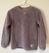 North Face Youth Girls Sherpa Lilac Orchid Lavendar Sweatshirt Soft Cozy M 10 12