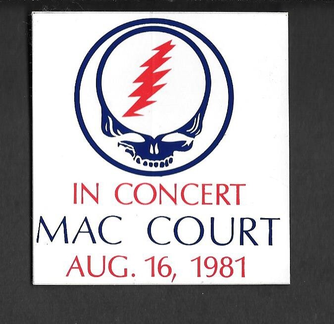 Grateful Dead  Concert Tour Swag Sticker McArthur  COURT Univ. of  Oregon 1981