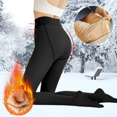 Women Double Lined Stretch Thermal Fleece Tights Magic Extra Thick Winter Warm - Picture 1 of 26