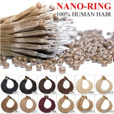 1G/S Nano Ring Tip Rings Loop Beads 100 Russian Remy Human Hair Extensions 200S