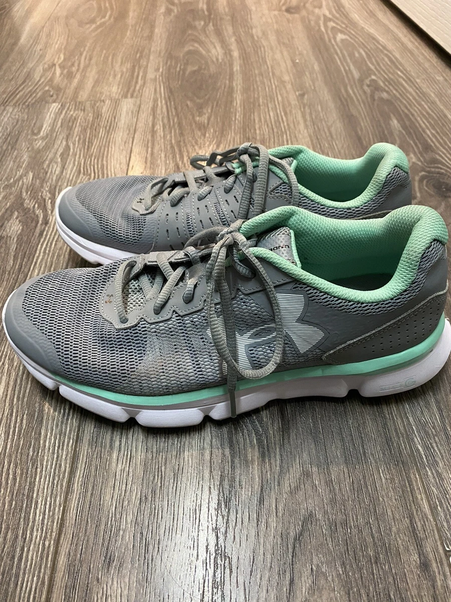 Grey and teal store under armour shoes