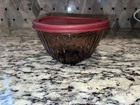 Pyrex 7401-S Cranberry Scultped Ribbed Mixing Bowl and Lid Glass 7401-PC