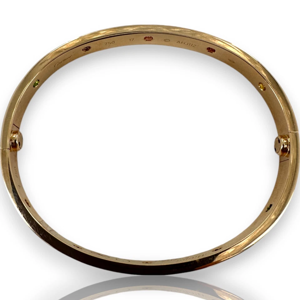 Cartier Love Collection Retired 18kt Rose Gold 10-Gemstone Love Bracelet  Sz 17 - Image 4 of 4