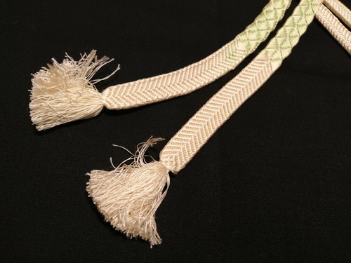 Japanese kimono OBIJIME White Yellow green Himo Cord 57.87 inch - Picture 5 of 8