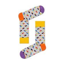 Happy Socks Brick Grey Yellow Purple Modern UK 4-7 Unisex Ladies Socks Gift