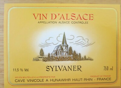 Wine label FRANCE SYLVANER Alsace Winery at HUNAWIHR wine labels