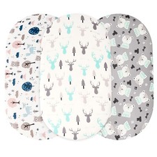 Bassinet Sheet Set 3 Pack Snug Universal Fitted Sheets , Stretchy Ultra Soft