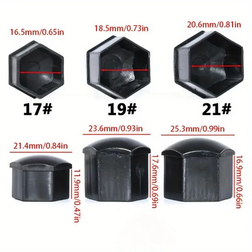 Black Wheel Nut Bolt Covers - Universal 17mm - 20PCS Set - With Removal Tool - Picture 5 of 11