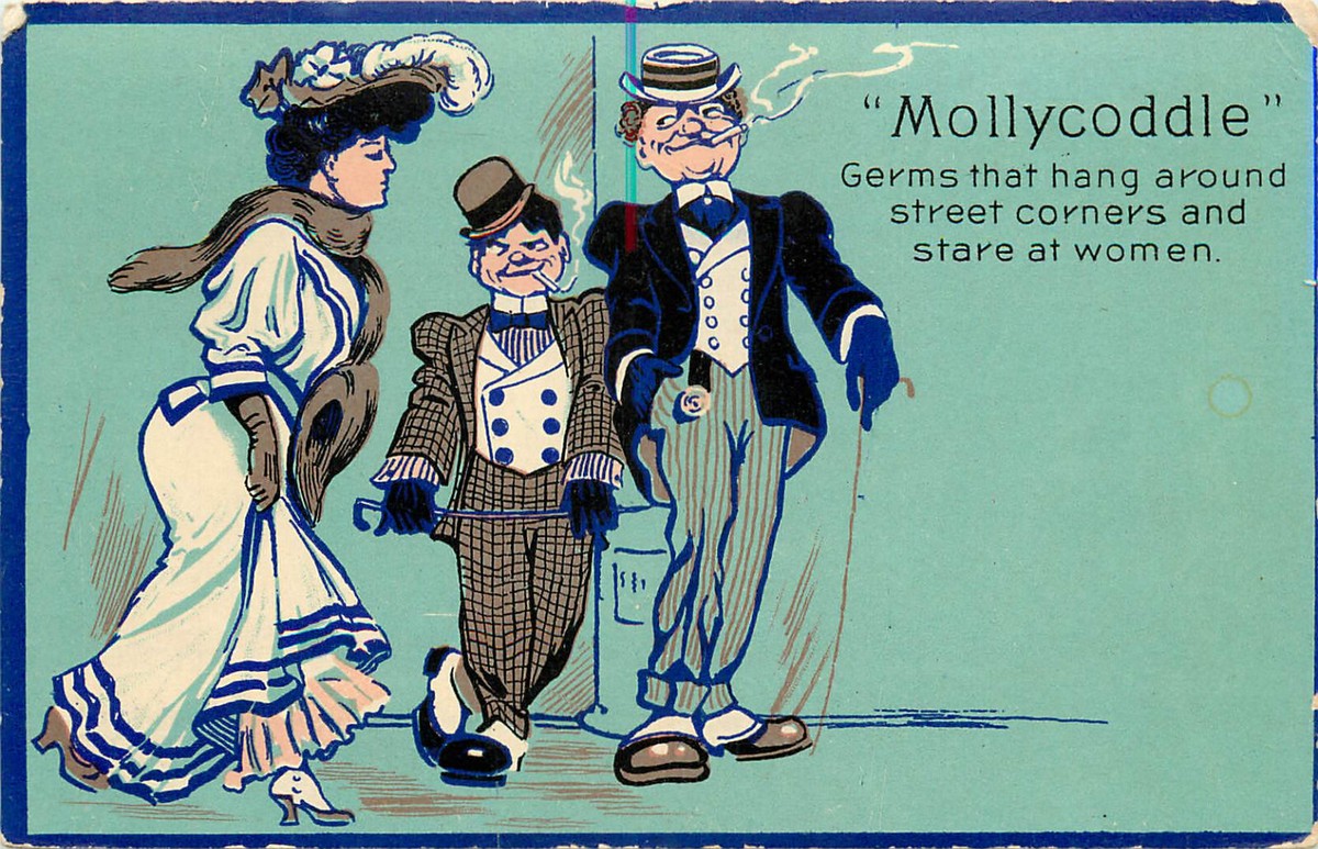 Postcard Mollycoddle Series No. 1 Hang Around Street Corners Stare