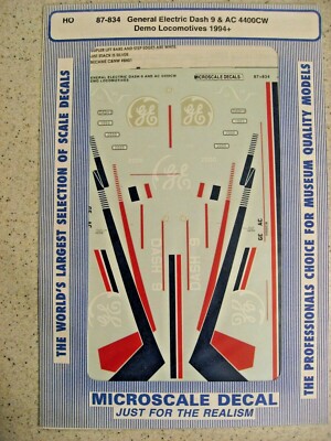 Microscale Decal HO 87-834 General Electric Dash 9 & AC 4400CW Demo Locomotives