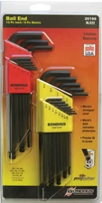 Combo Metric & Inch Hex Balldriver Long Arm L-Wrench Set 22pcs Bondhus USA 20199