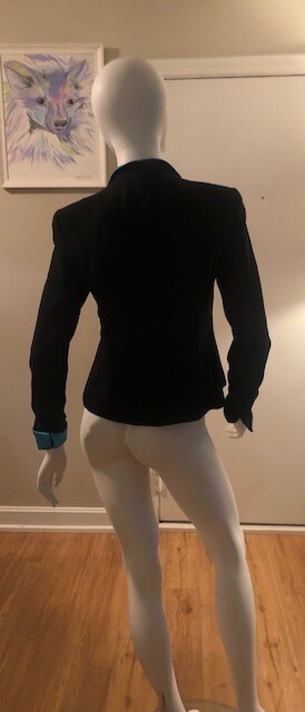 VINTAGE STUNNING CHRISTIAN DIOR BLACK & BLUE BLAZER SILK
