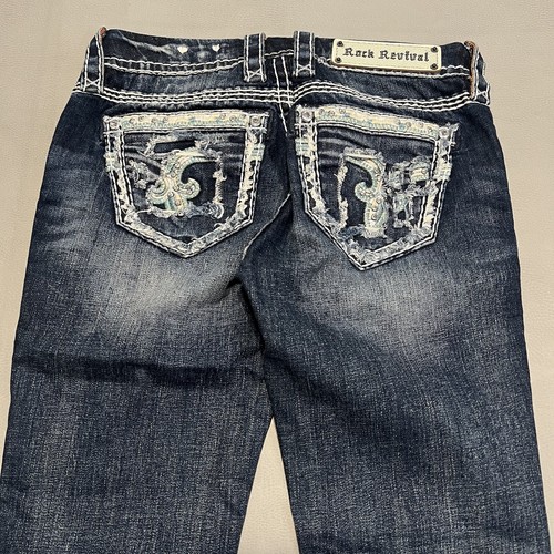 Rock Revival Nancy Crop Capri Jean Women Denim Distressed Stitch Stretch-26-8722 - 第 4/16 張圖片