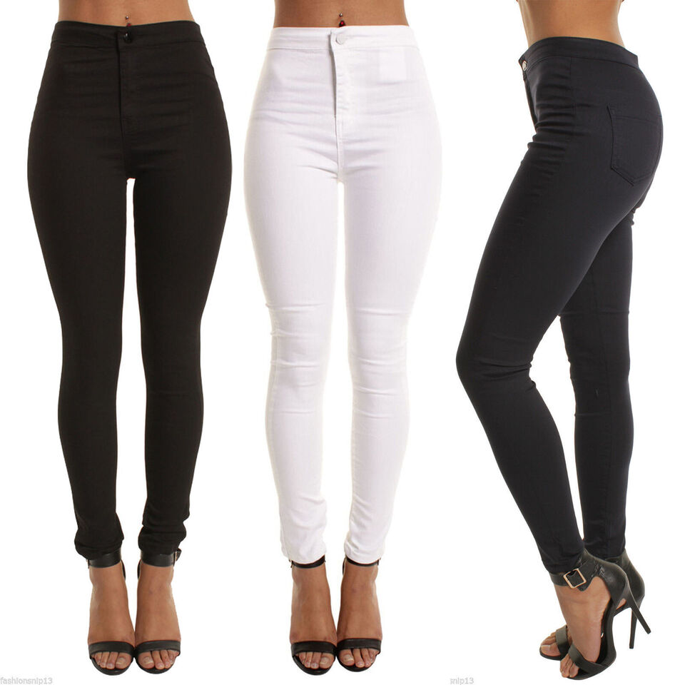Women's Pants Slim High Waisted-Rise Stretch Skinny Jeans Ladies Denim Trousers