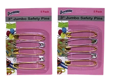 10 Piece 3 Inch Jumbo Stainless Steel Safety Pins Gold Silver Mix Blanket Pins