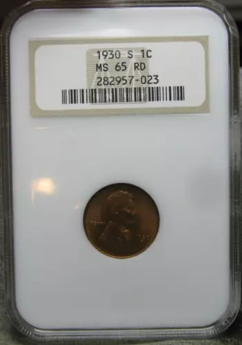 1930-S Lincoln Cent Wheat Penny  ---- NGC MS-65 Red Slabbed Coin ---- #744B