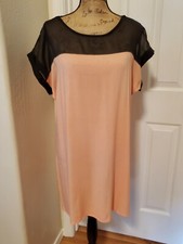 Forever 21 Women's Large Salmon Black Short Sleeve Shift Dress NEW