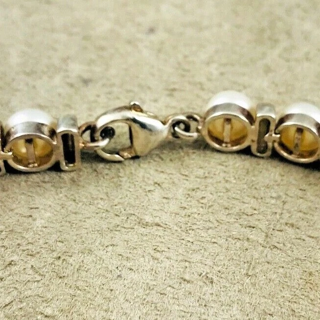 Brazalete vintage Honora Rondell de ley 925 y perlas - 7 1/2" Foto 3 de 4