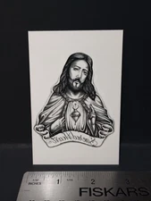 Vintage Lowrider Sacred Heart Jesus Vending Machine Sticker Tattoo RARE 1999