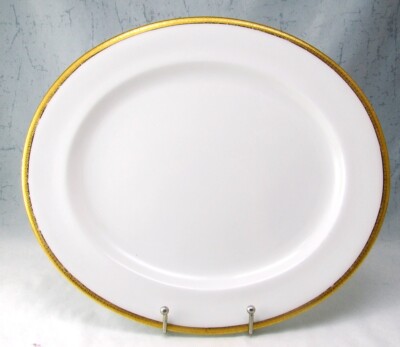 Antik Royal Worcester C775 Gold Überkrustet Ecke 1912 Groß Oval Platte