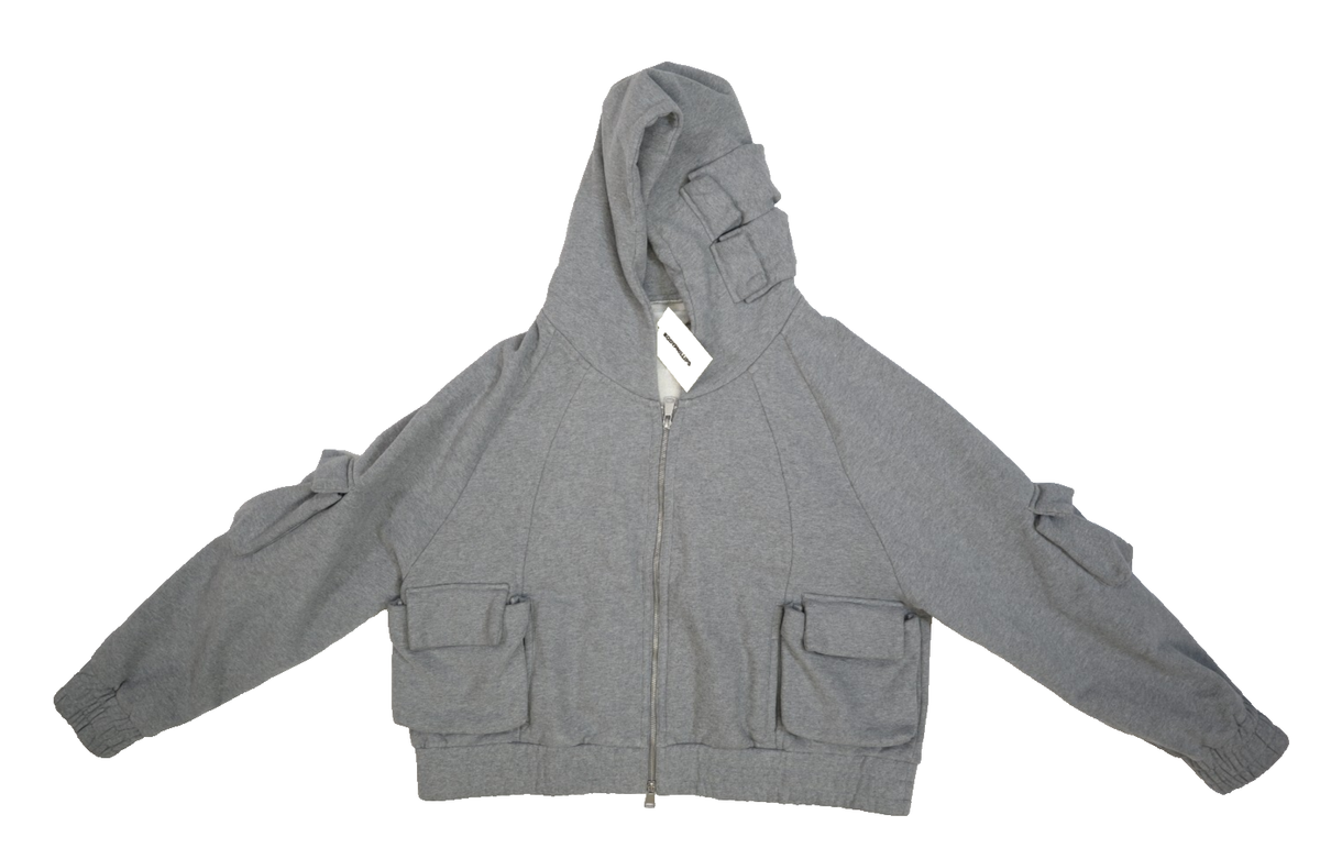 Kody Phillips Cargo Zip Utility Full Zip Hoodie Heavyweight Grey