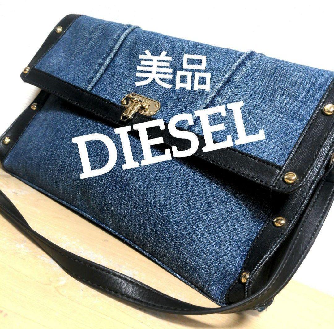 Diesel Women Denim Leather Shoulder Bag 22x3x35cm Luxury Stylish 