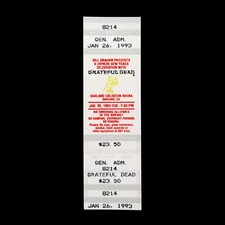 Grateful Dead Ticket Oakland Chinese New Year Of The Rooster 1/26/93 1/26/1993
