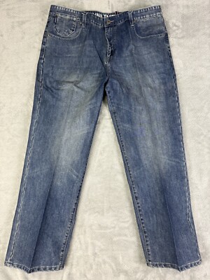 VINTAGE Ecko Unlimited Jeans Mens 40x29 Baggy Loose Fit Denim Embroidered Y2K