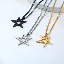 Inverted Pentacle Star Pendant Men's Necklace Choker Occult Devil Satanic Gothic