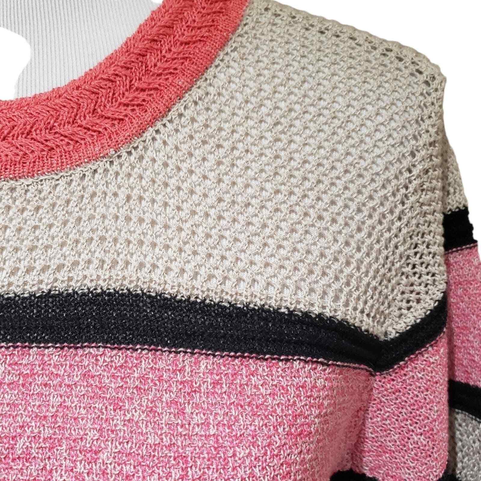 Halogen  Sweater Stripes Open Weave Color Block S… - image 4