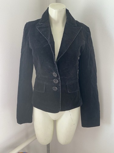 Only Samt Blazer Jacke Schwarz Größe 8 B25 - Bild 2 von 5