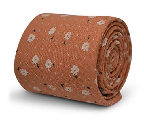 Frederick Thomas dark blush coral pink tie with white floral design