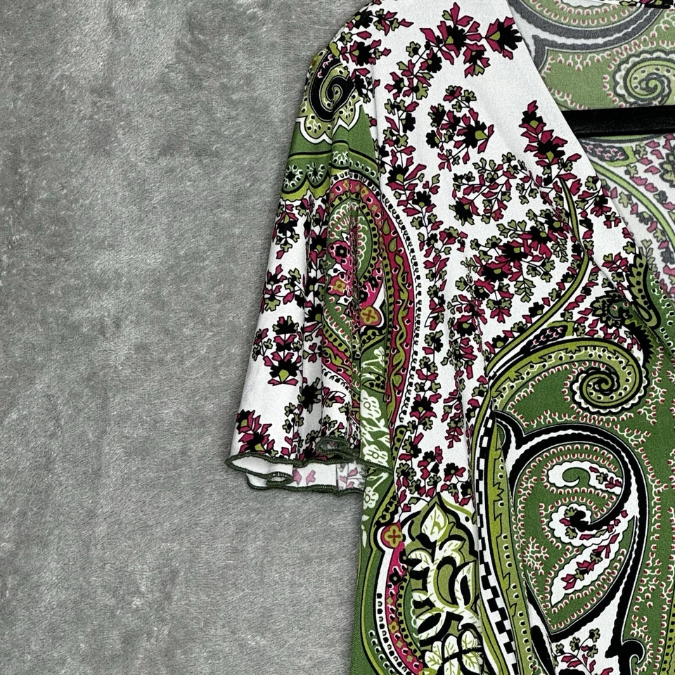 INC International Concepts 1X Top Camisa Verde Paisley Gorra Manga Corta Cuello en V Foto 4 de 4